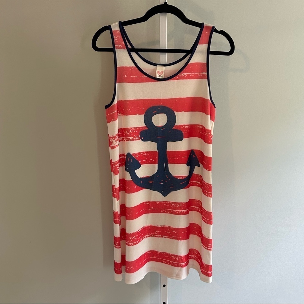 Kate Striped Anchor Sleeveless Coverup/Mini Dress